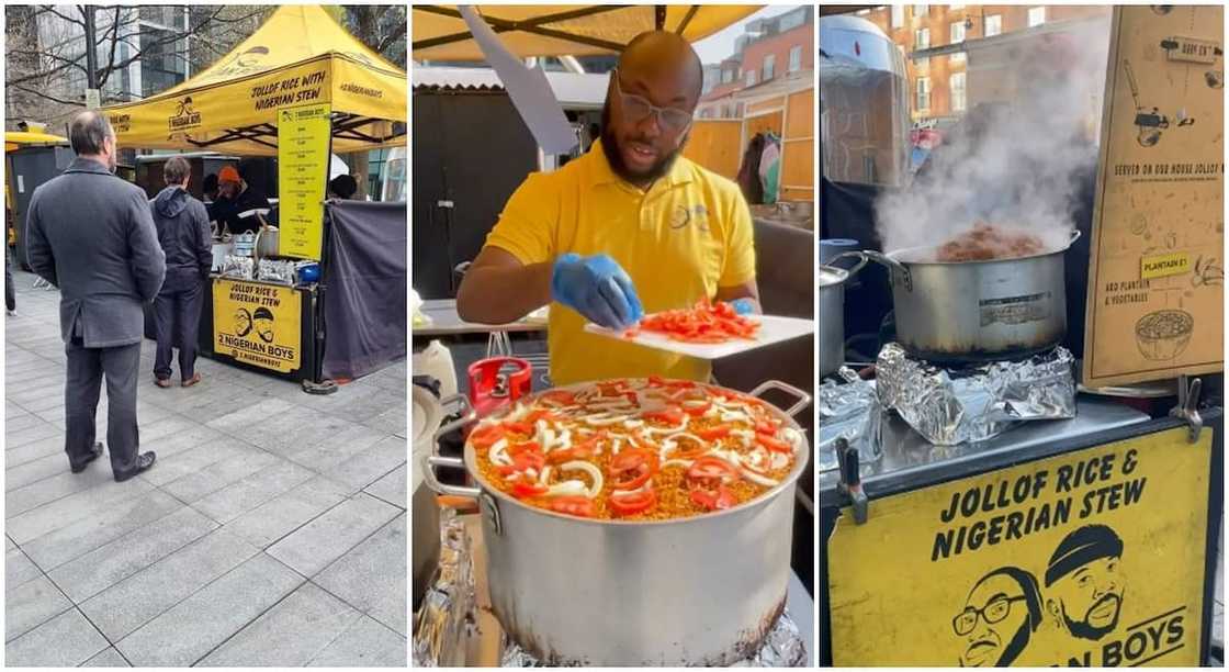 Azeez sells Nigerian Jollof Rice in London street called Spitalfields. Azeez sells Nigerian Jollof Rice in London street called Spitalfields.