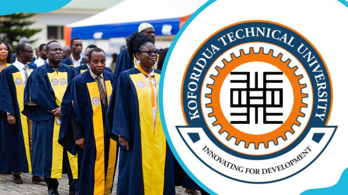 Koforidua Technical University graduates and logo Koforidua Technical University graduates and logo