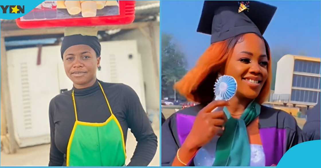 A photo of a Ghanaian street hawker after she begged a degree.