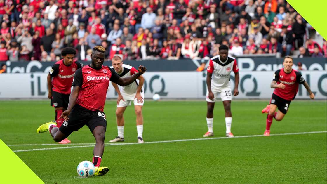 Victor Boniface misses a penalty for Bayer Leverkusen Victor Boniface misses a penalty for Bayer Leverkusen
