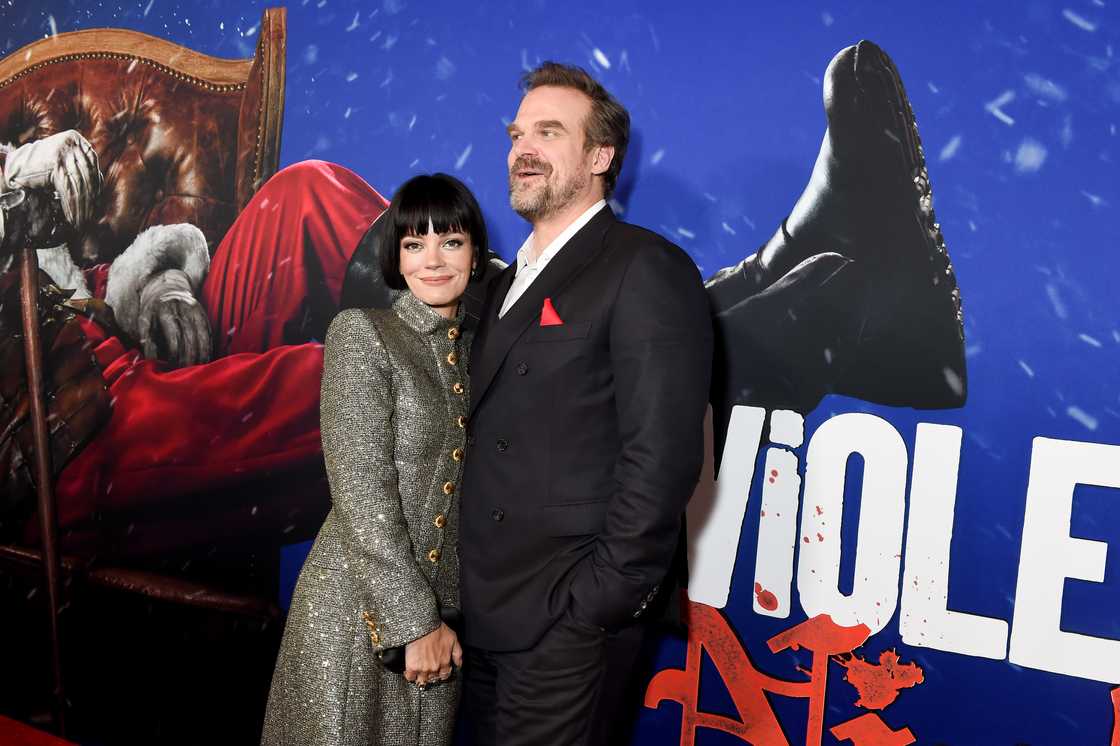 Lily Allen and David Harbour at the premiere of "Violent Night"