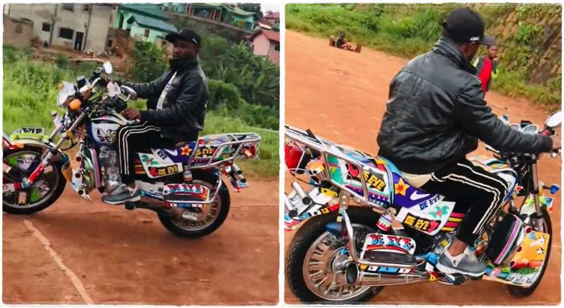 Man with neatly decorated bike goes viral.