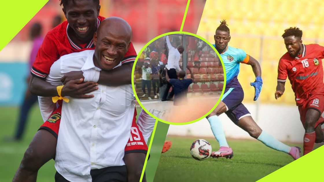 Prosper Ogum celebrates Asante Kotoko win. Prosper Ogum celebrates Asante Kotoko win.