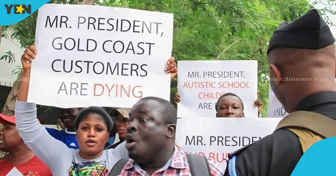 Aggrieved customers, collapsed Gold Coast Fund Management, Groupe Nduom, Ghanaian government payment of outstanding investments, Mid-Year Budget Review, President John Mahama.