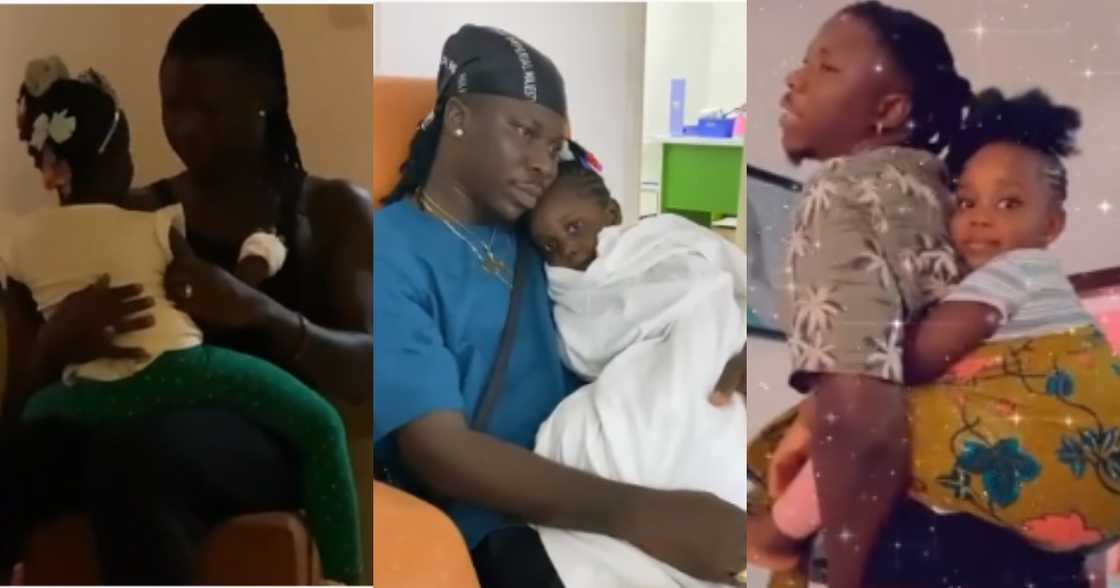 Video of sad-Looking Stonebwoy Carrying Daughter Jidula when she was not well Surfaces