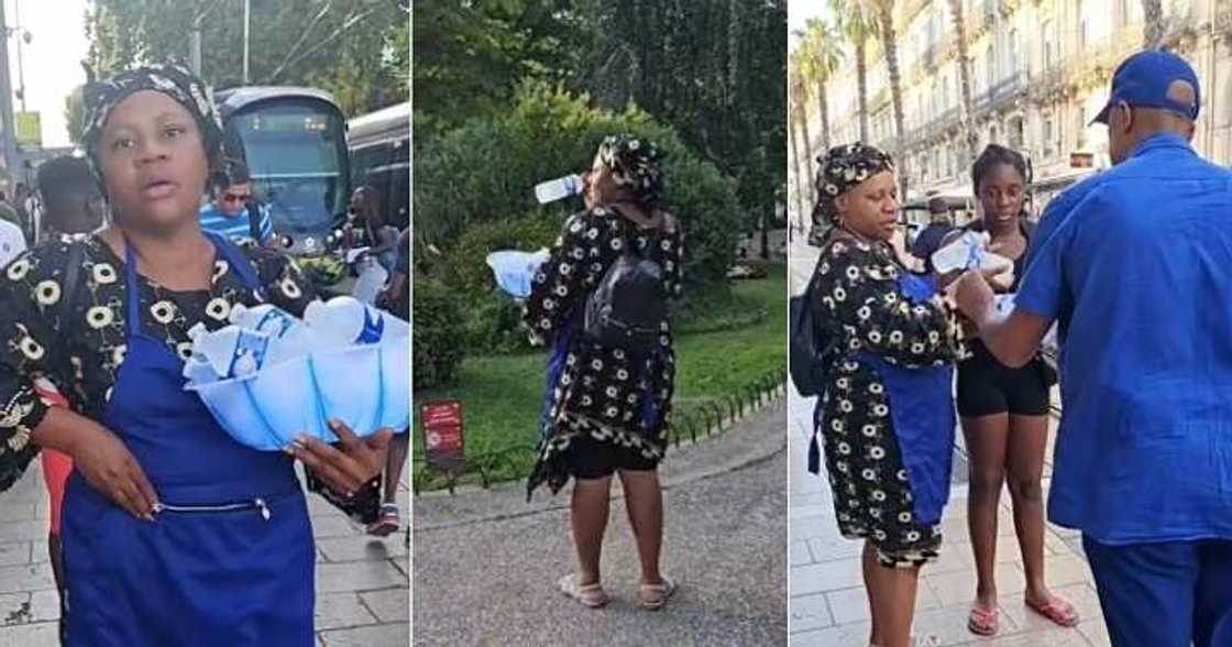 Nigerian woman hawks water in Europe