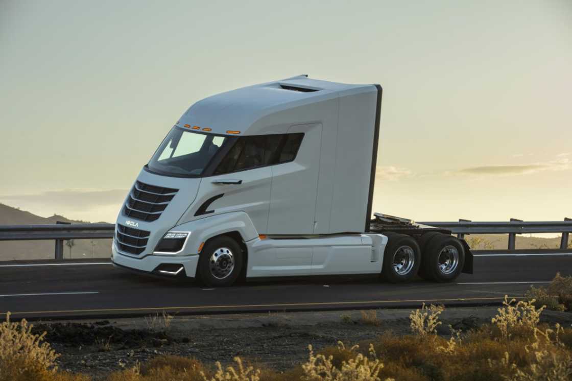 A Nikola Two truck, as presented by the Nikola truck company, whose former chief executive has been found guilty of fraud