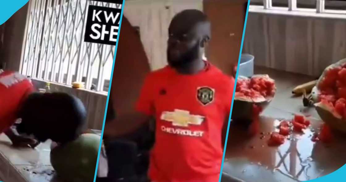 Kwadwo Sheldon broke a watermelon with his head Kwadwo Sheldon broke a watermelon with his head