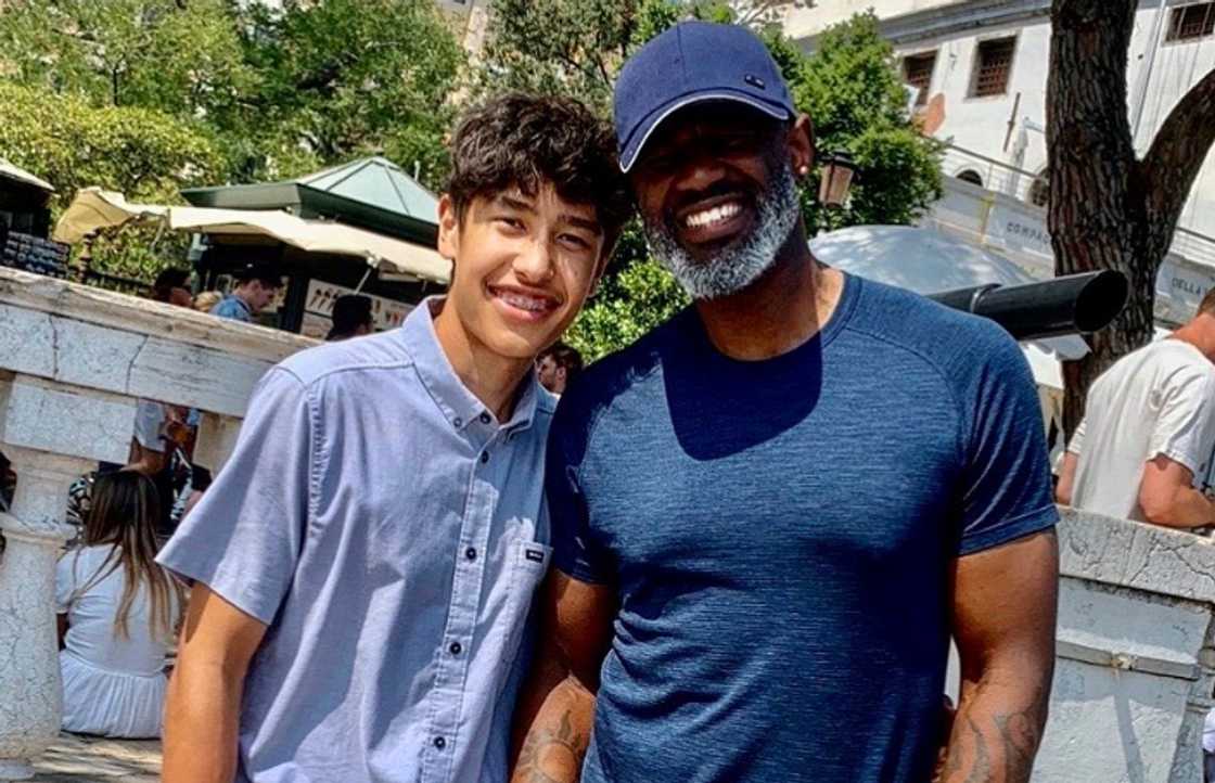 Jack McPhee (L) with his stepfather Brian McKnight (R) Jack McPhee (L) with his stepfather Brian McKnight (R)