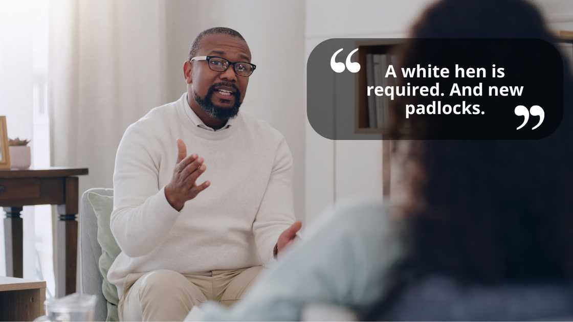 A man explaining something to a woman about