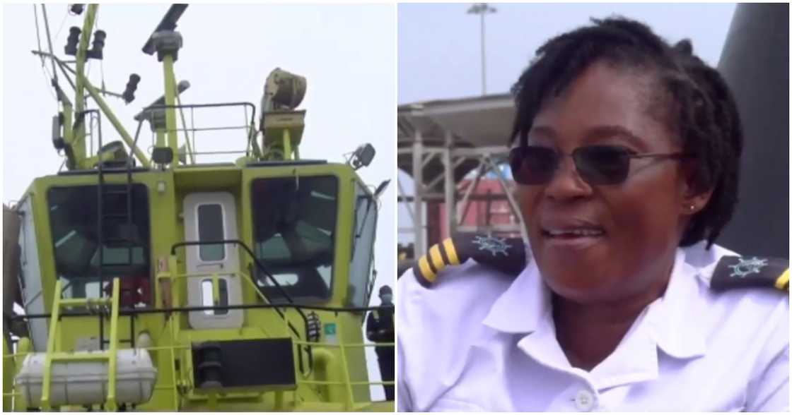 Female tugboat operator.