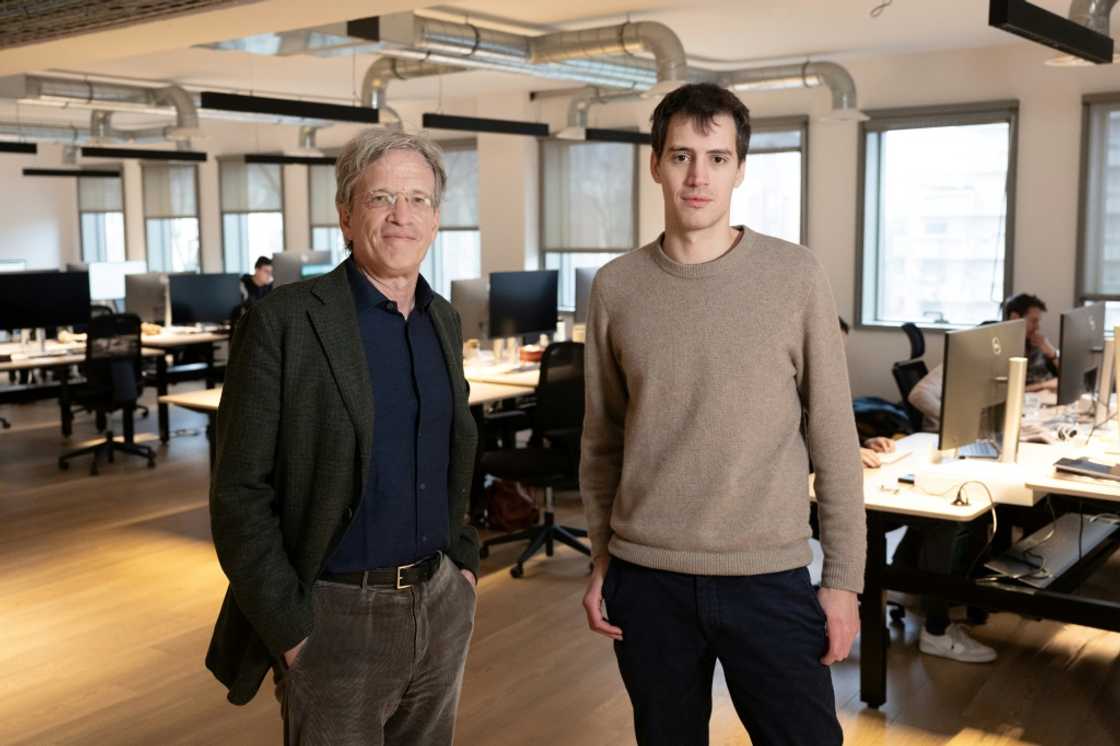 French CEO of Agence France Presse Fabrice Fries stands with French founder of artificial intelligence start-up Mistral AI, Arthur Mensch at the Mistral headquarters in Paris French CEO of Agence France Presse Fabrice Fries stands with French founder of artificial intelligence start-up Mistral AI, Arthur Mensch at the Mistral headquarters in Paris
