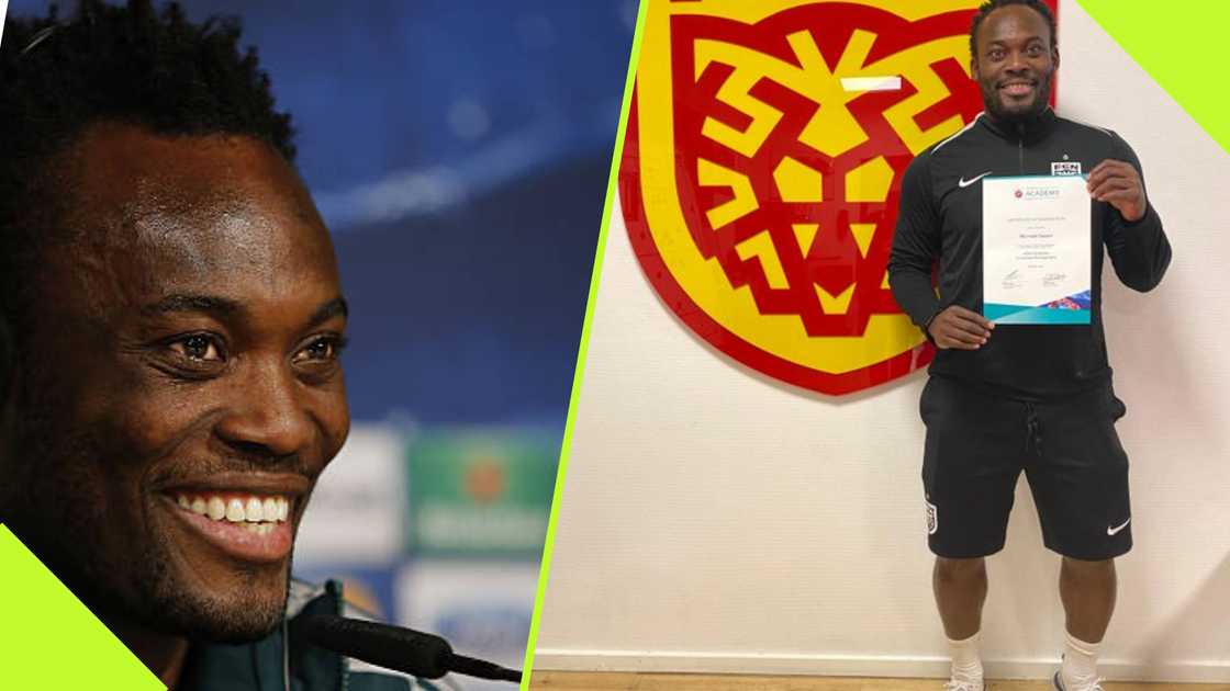 Michael Essien completes UEFA Football Management Course. Michael Essien completes UEFA Football Management Course.