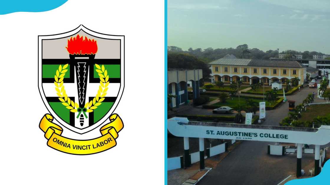 St. Augustine's College logo (L). An aerial view of St. Augustine's College grounds (R). St. Augustine's College logo (L). An aerial view of St. Augustine's College grounds (R).