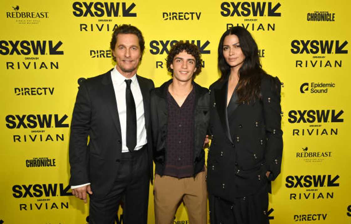 Matthew McConaughey, Levi McConaughey, and Camila Alves McConaughey at "The Rivals of Amziah King" Premiere.