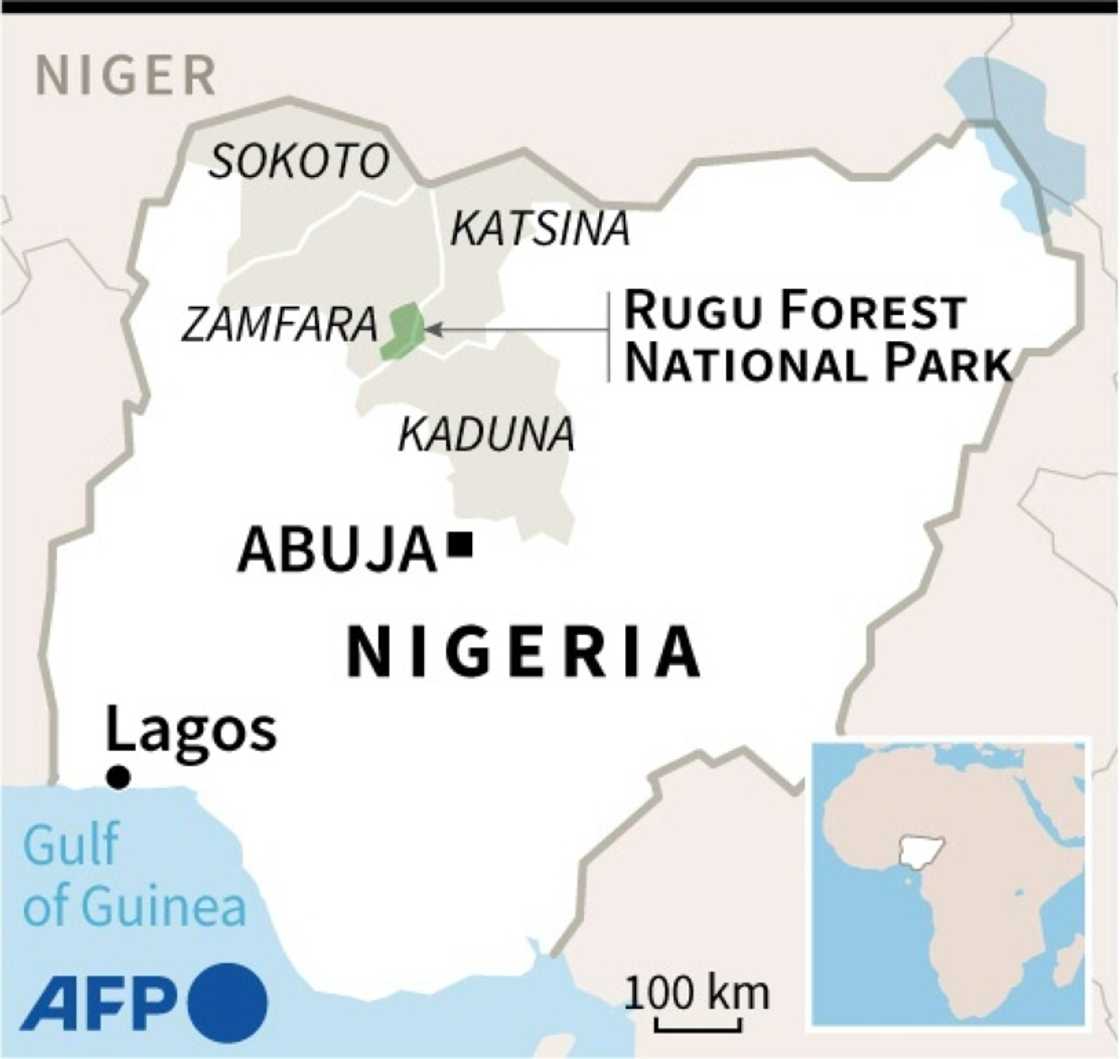Map locating Rugu Forest National Park and states in northwest Nigeria Map locating Rugu Forest National Park and states in northwest Nigeria