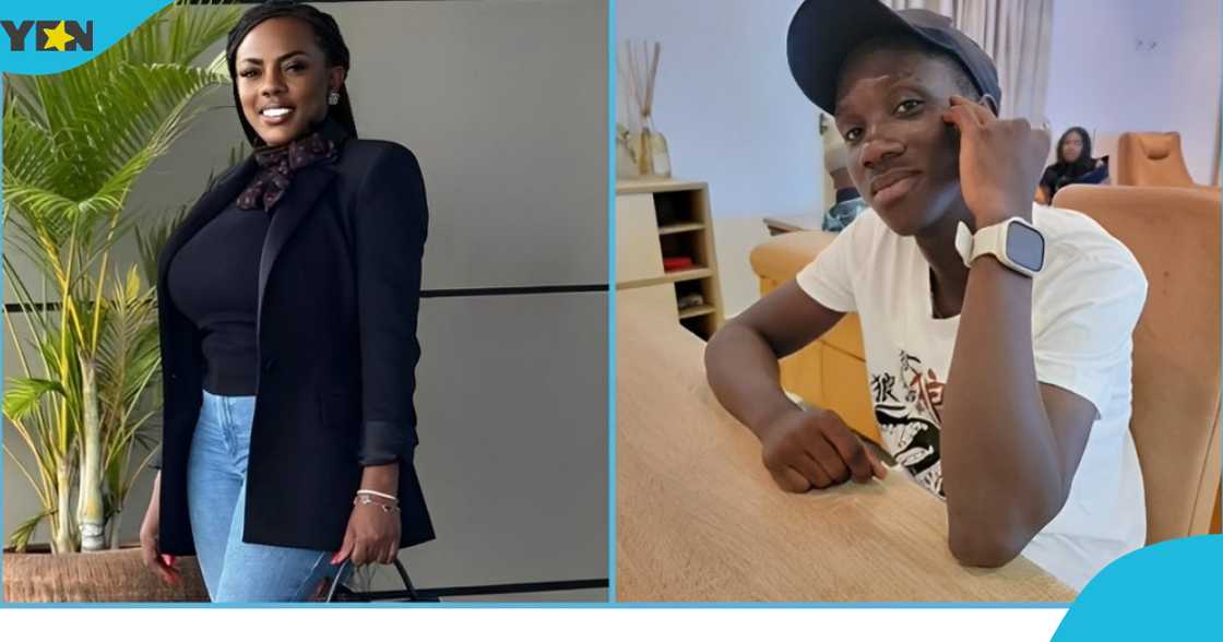 Photo of Nana Aba Anamoah and a coconut seller Enock Owusu Ansah. Photo of Nana Aba Anamoah and a coconut seller Enock Owusu Ansah.