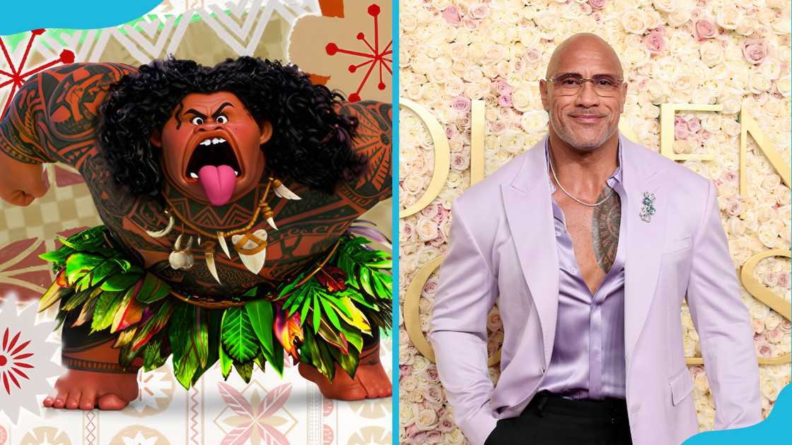 Maui, the demigod (L) and actor Dwayne "The Rock" Johnson (R). Maui, the demigod (L) and actor Dwayne "The Rock" Johnson (R).