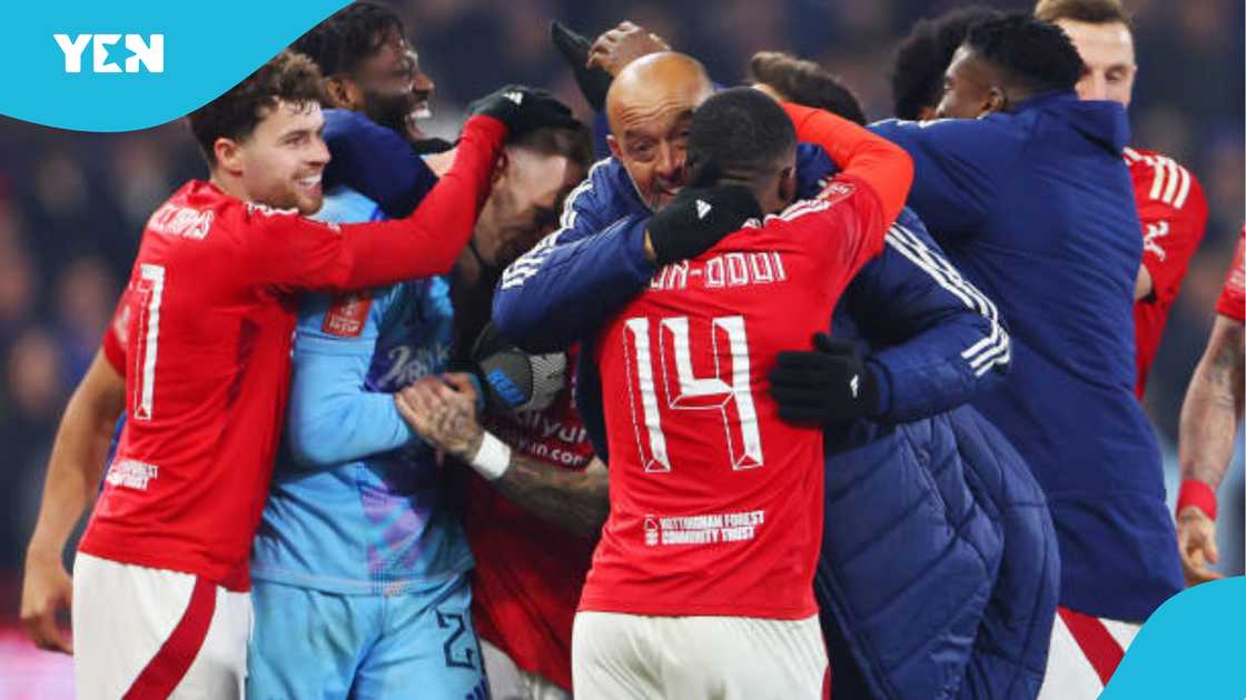 Nottingham Forest celebrate win against Ipswich. Nottingham Forest celebrate win against Ipswich.