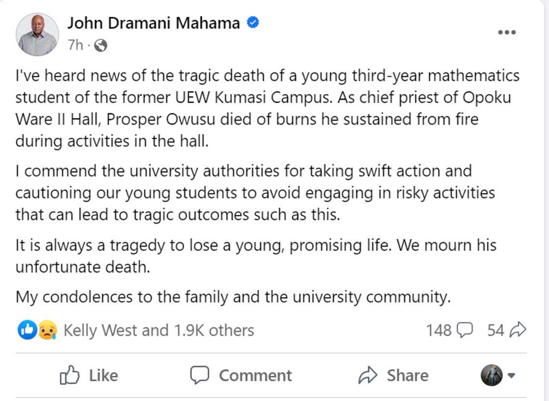 Mahama mourns late AAMUSTED chief priest Prosper Owusu. Mahama mourns late AAMUSTED chief priest Prosper Owusu.