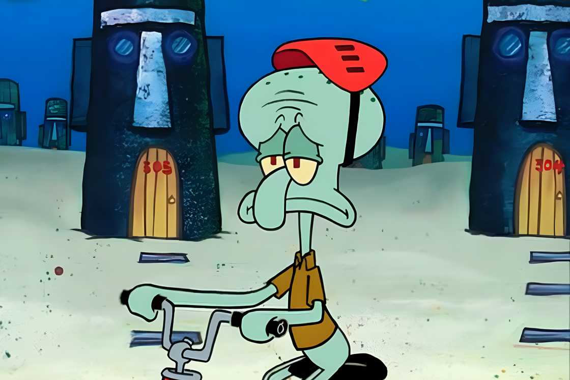 Squidward Tentacles rides a bicycle Squidward Tentacles rides a bicycle