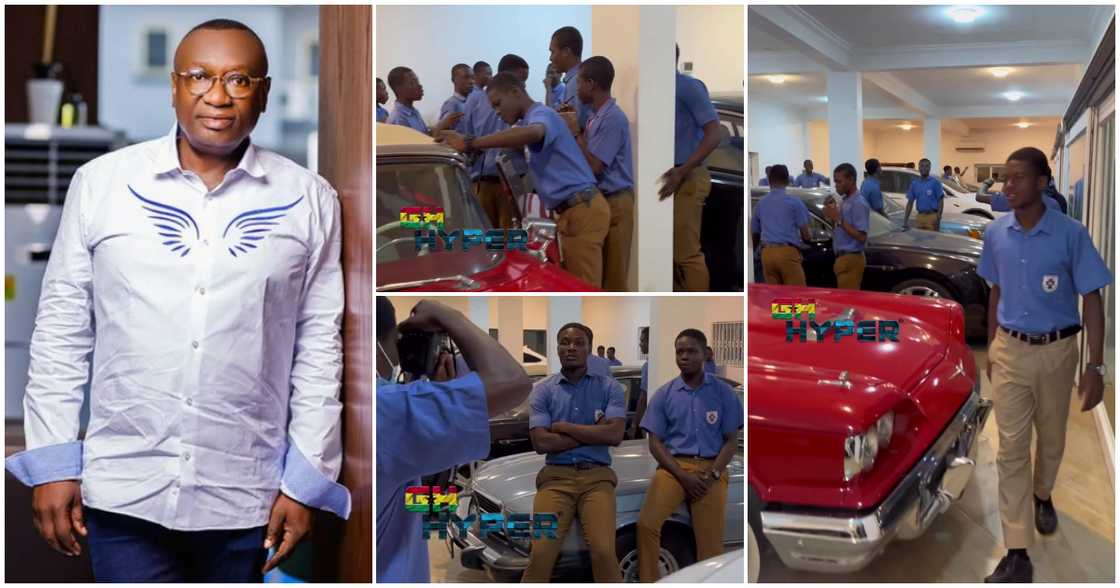 Presec students inside Dr Ernest Ofori Sarpong's garages Presec students inside Dr Ernest Ofori Sarpong's garages