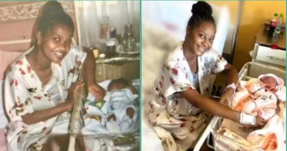 Mother shares photos after recreating mum's throwback photo Mother shares photos after recreating mum's throwback photo