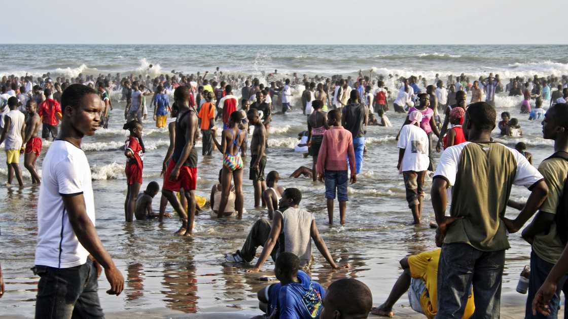 Crowd enjoying a holiday at Labadi Beach