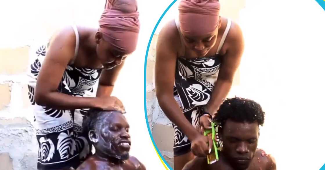 Pretty lady and miniature man. Pretty lady and miniature man.