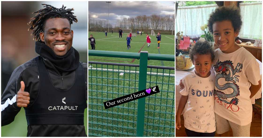 Christian Atsu and his sons Joshua and Christian