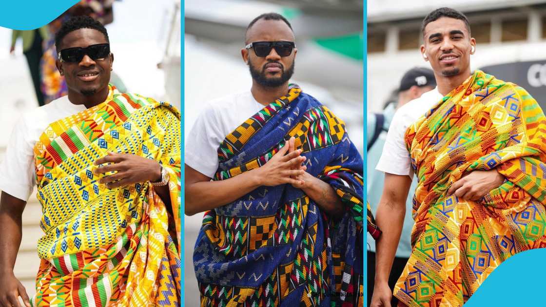Black Stars players rock Kente clothes. Black Stars players rock Kente clothes.
