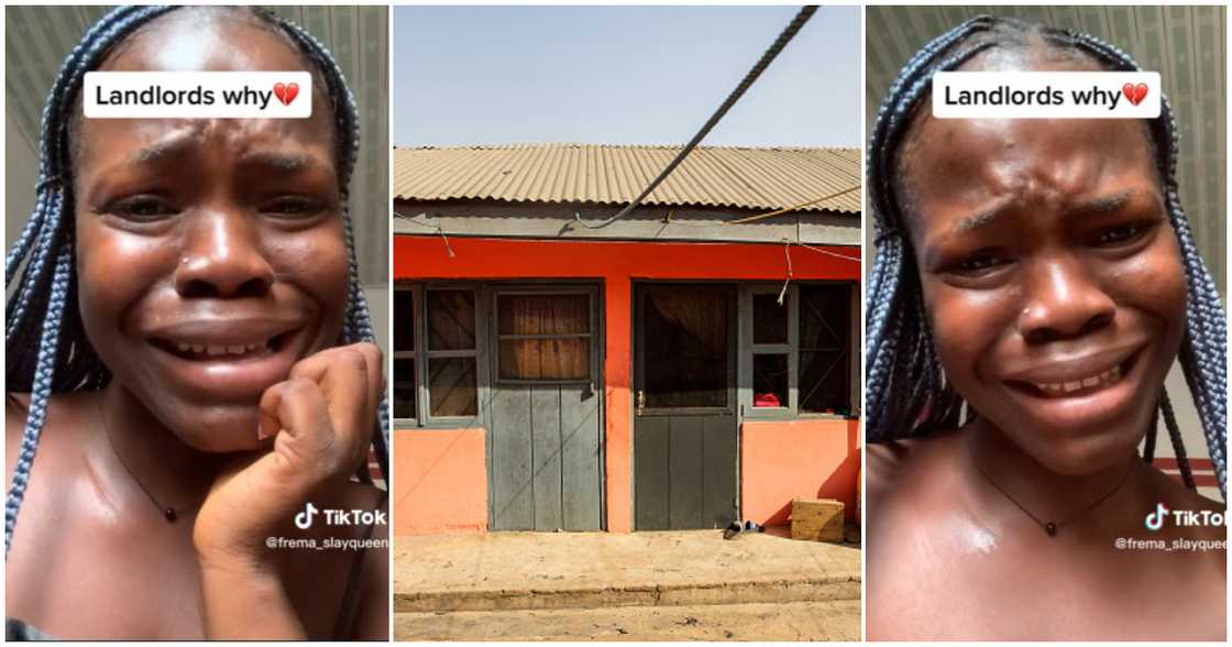 A crying lady and a house A crying lady and a house