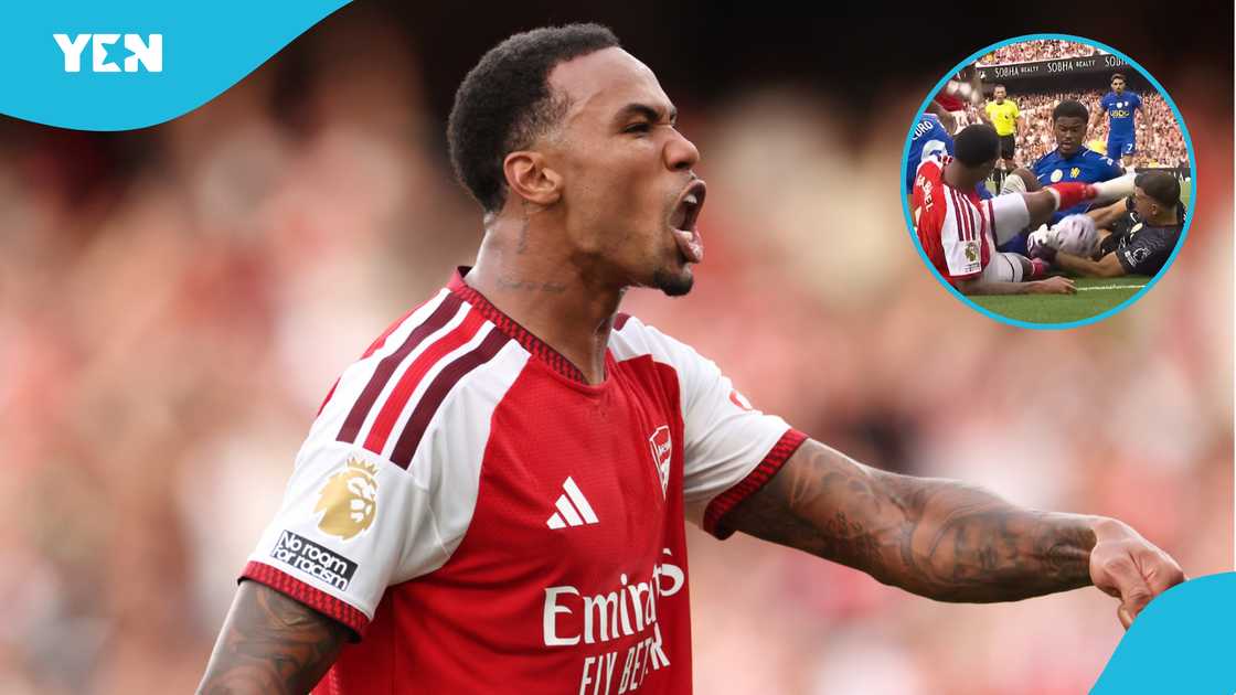 Gabriel, Arsenal, Gabriel escapes red card, Emi Martinez, VAR, referee Chris Kavanagh, Premier League, Law 12, Gabriel violent conduct, Emi Martinez kicked in the face. Gabriel, Arsenal, Gabriel escapes red card, Emi Martinez, VAR, referee Chris Kavanagh, Premier League, Law 12, Gabriel violent conduct, Emi Martinez kicked in the face.