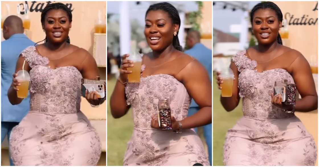 Curvy lady at a wedding.