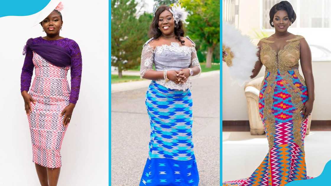 Women wearing Kente church wedding dresses Women wearing Kente church wedding dresses
