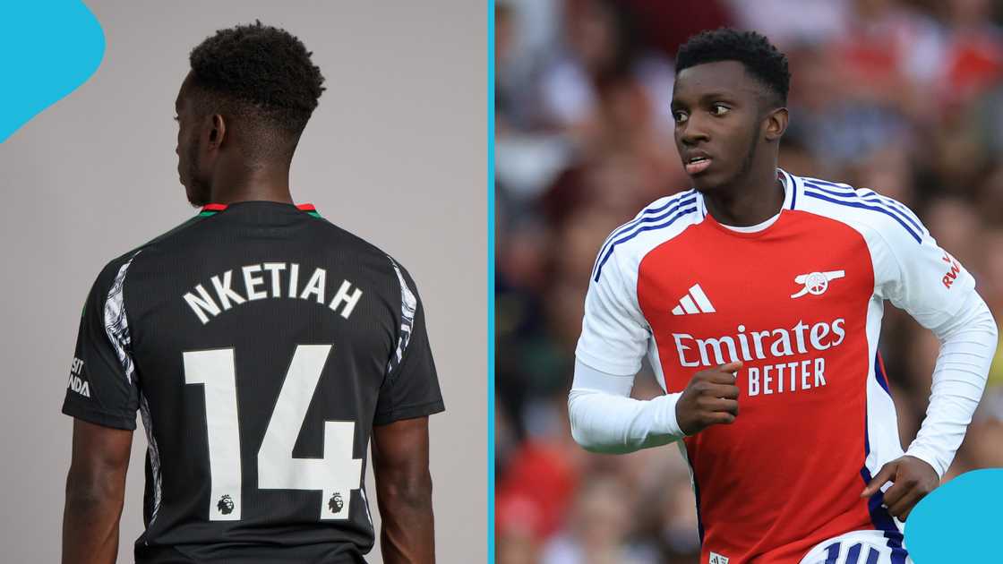English-born Ghanian striker Eddie Nketiah discloses why his jersey always carries his West African surname. English-born Ghanian striker Eddie Nketiah discloses why his jersey always carries his West African surname.