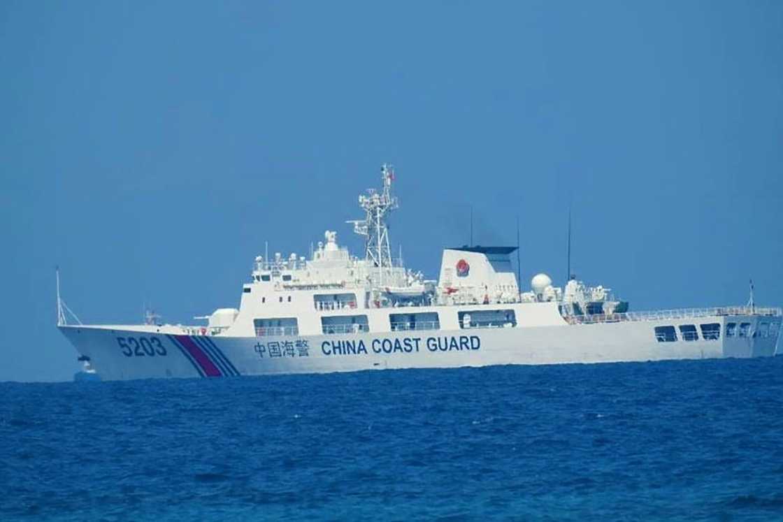 A Chinese coast guard vessel sails near the Spratly islands in April 2021 A Chinese coast guard vessel sails near the Spratly islands in April 2021