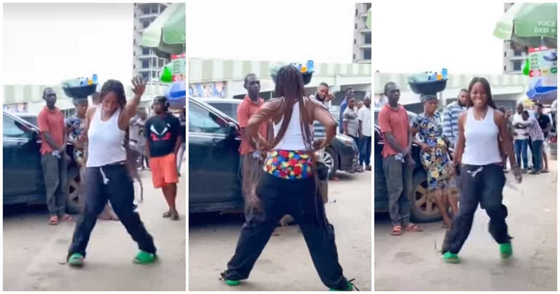 Odoyewu dance challenge, Kizz Daniel, lady dances on street, pulls trouser