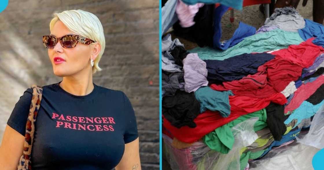 Ellen, Denmark, white lady, Madina Market, second-hand clothes Ellen, Denmark, white lady, Madina Market, second-hand clothes