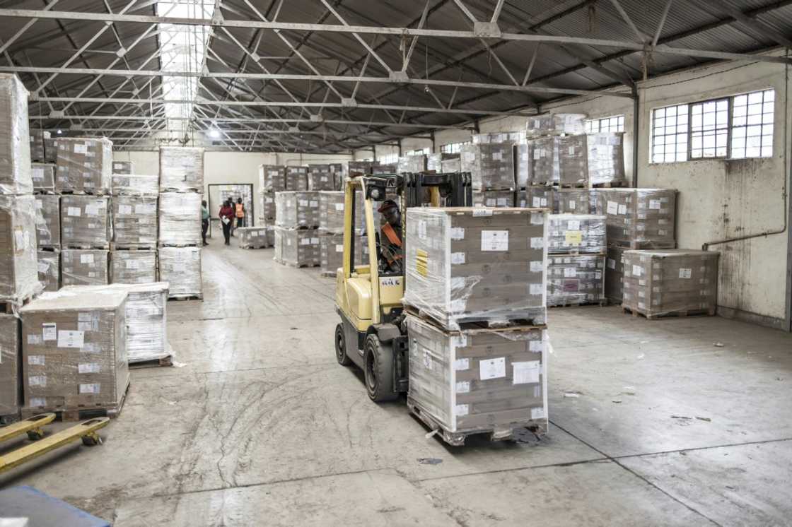 Material for the Kenyan election is stored at a warehouse in Nairobi before being sent to polling stations Material for the Kenyan election is stored at a warehouse in Nairobi before being sent to polling stations