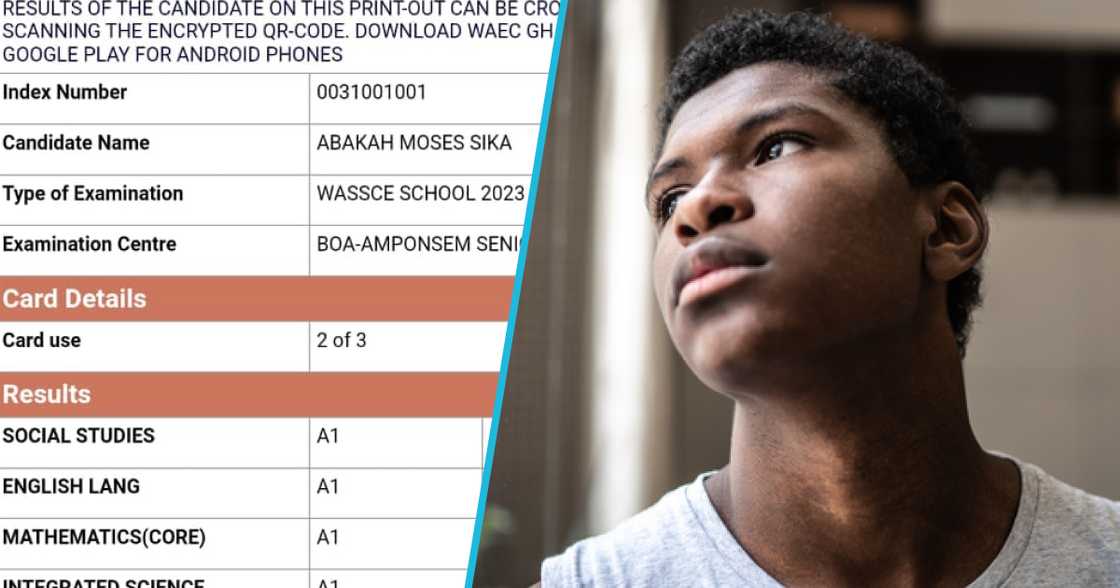 WASSCE results of Abakah Moses Sika. WASSCE results of Abakah Moses Sika.