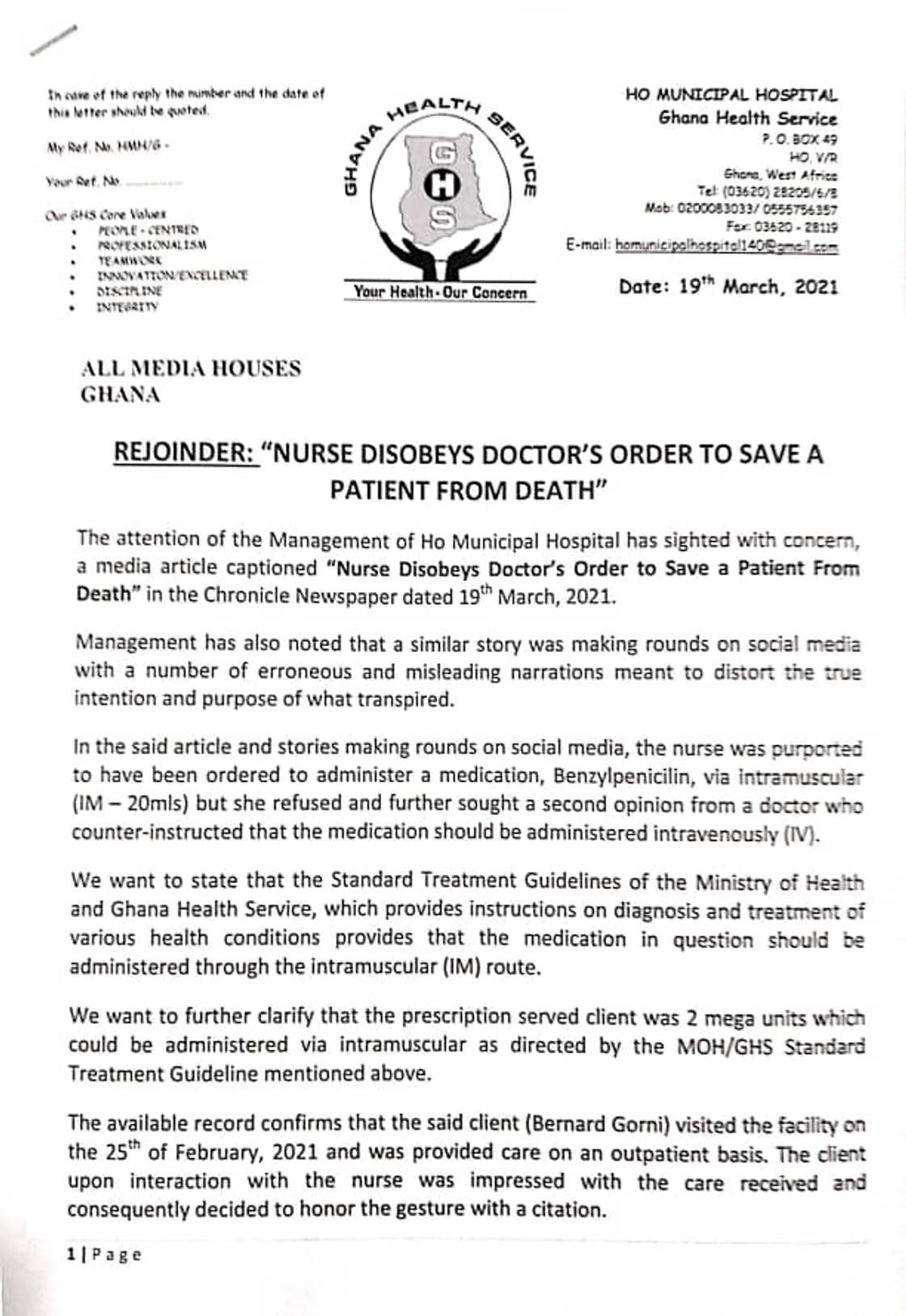 Claims of nurse defying instruction from physician assistant to save life of patient untrue - GPAA Claims of nurse defying instruction from physician assistant to save life of patient untrue - GPAA