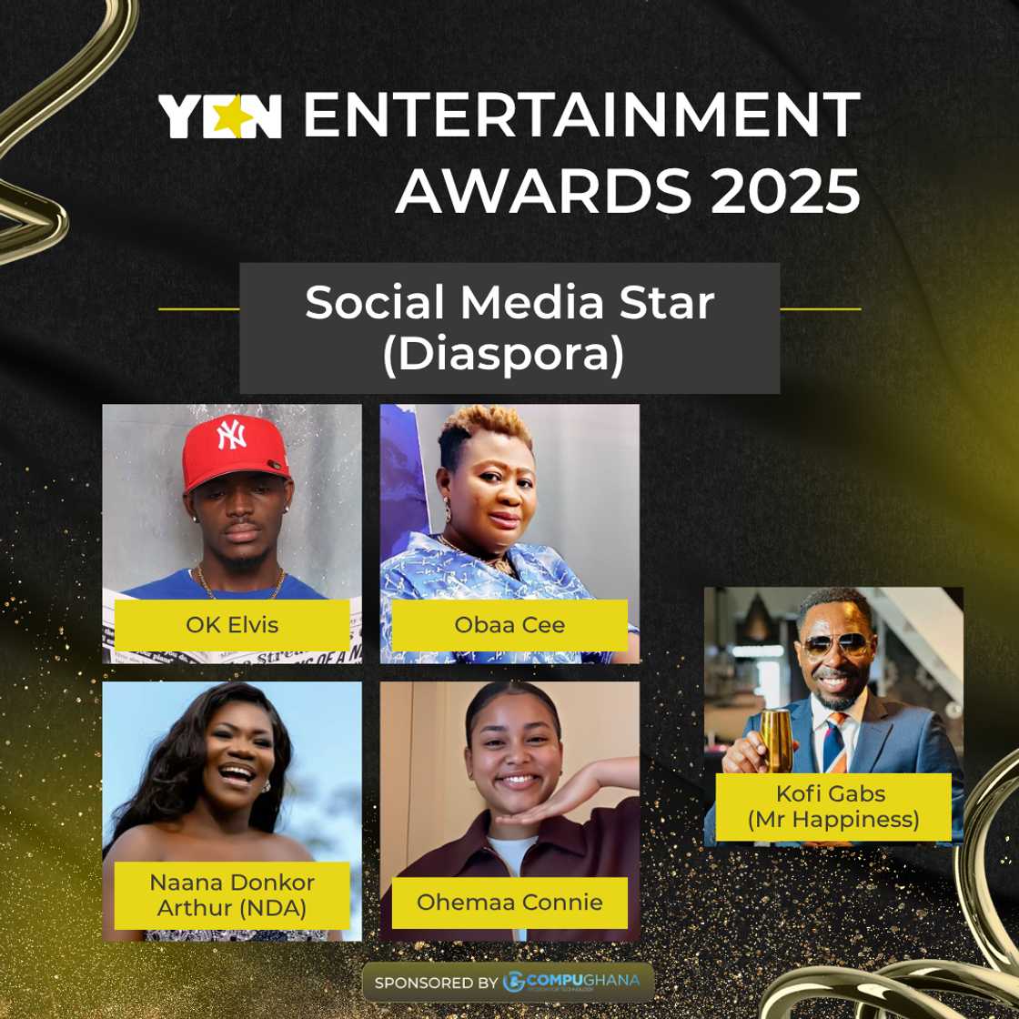 OK Elvis, 2025 YEN Entertainment Awards, Social Media Star (Diaspora), Ghanaian In Diaspora, Online Streaming, YEN Awards, Obaa Cee, Naana Donkor Arthur, Ohemaa Connie, Kofi Gabs