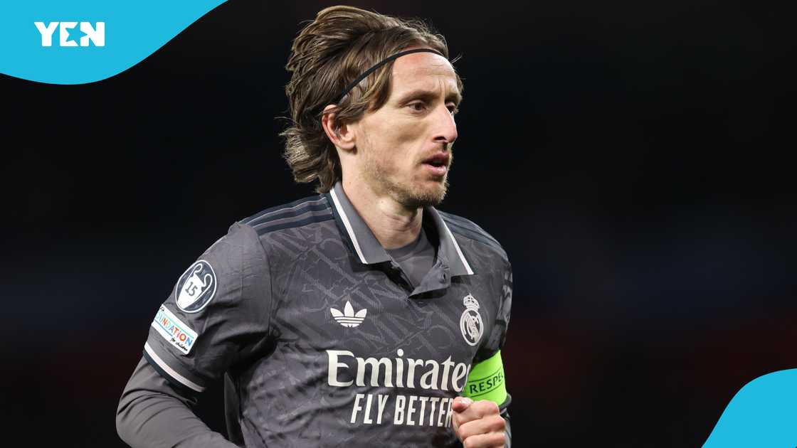 Luka Modric of Real Madrid during the UEFA Champions League 2024/25 Quarter Final First Leg match between Arsenal FC and Real Madrid C.F. at Arsenal Stadium on April 08, 2025 in London, England Luka Modric of Real Madrid during the UEFA Champions League 2024/25 Quarter Final First Leg match between Arsenal FC and Real Madrid C.F. at Arsenal Stadium on April 08, 2025 in London, England