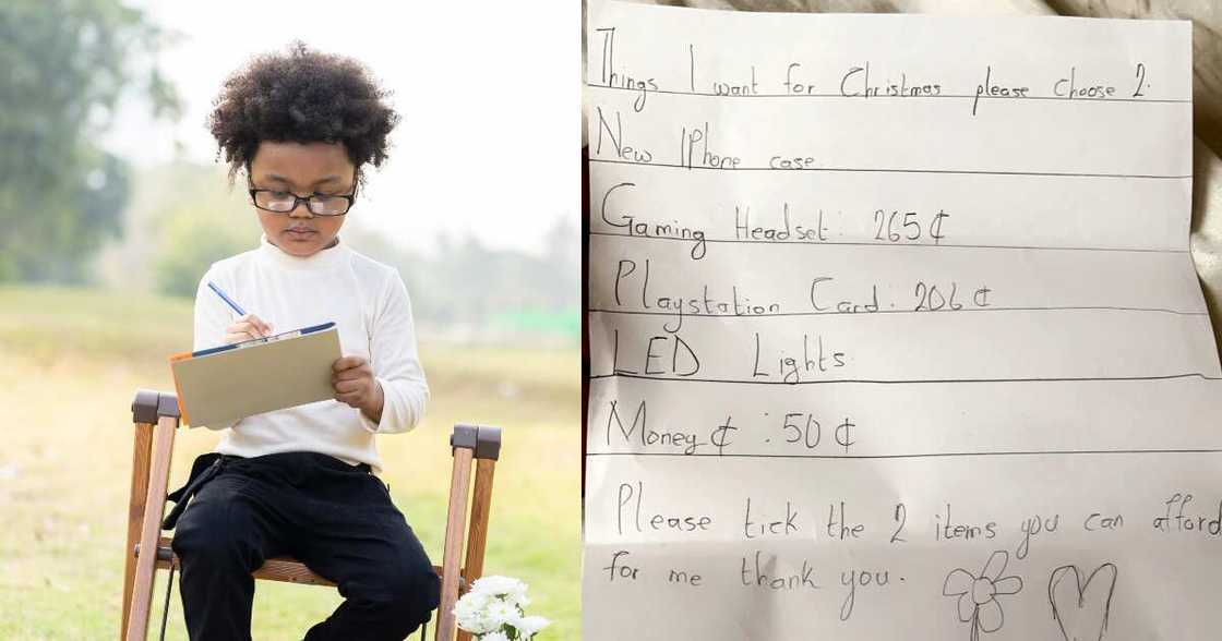 Young boy presents his christmas list