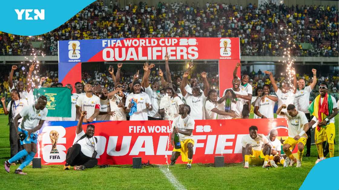 Players of the Black Stars celebrate at the Accra Sports Stadium after qualifying for the 2026 World Cup on October 12, 2025. Photo credit: @GhanaBlackstars/X. Players of the Black Stars celebrate at the Accra Sports Stadium after qualifying for the 2026 World Cup on October 12, 2025. Photo credit: @GhanaBlackstars/X.