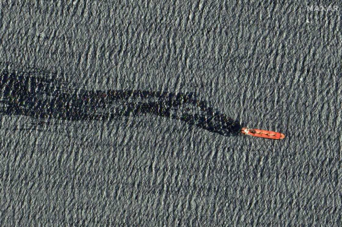 A satellite image taken on March 2 shows the Rubymar cargo ship, nearly two weeks after it was damaged in a Huthi-claimed strike A satellite image taken on March 2 shows the Rubymar cargo ship, nearly two weeks after it was damaged in a Huthi-claimed strike