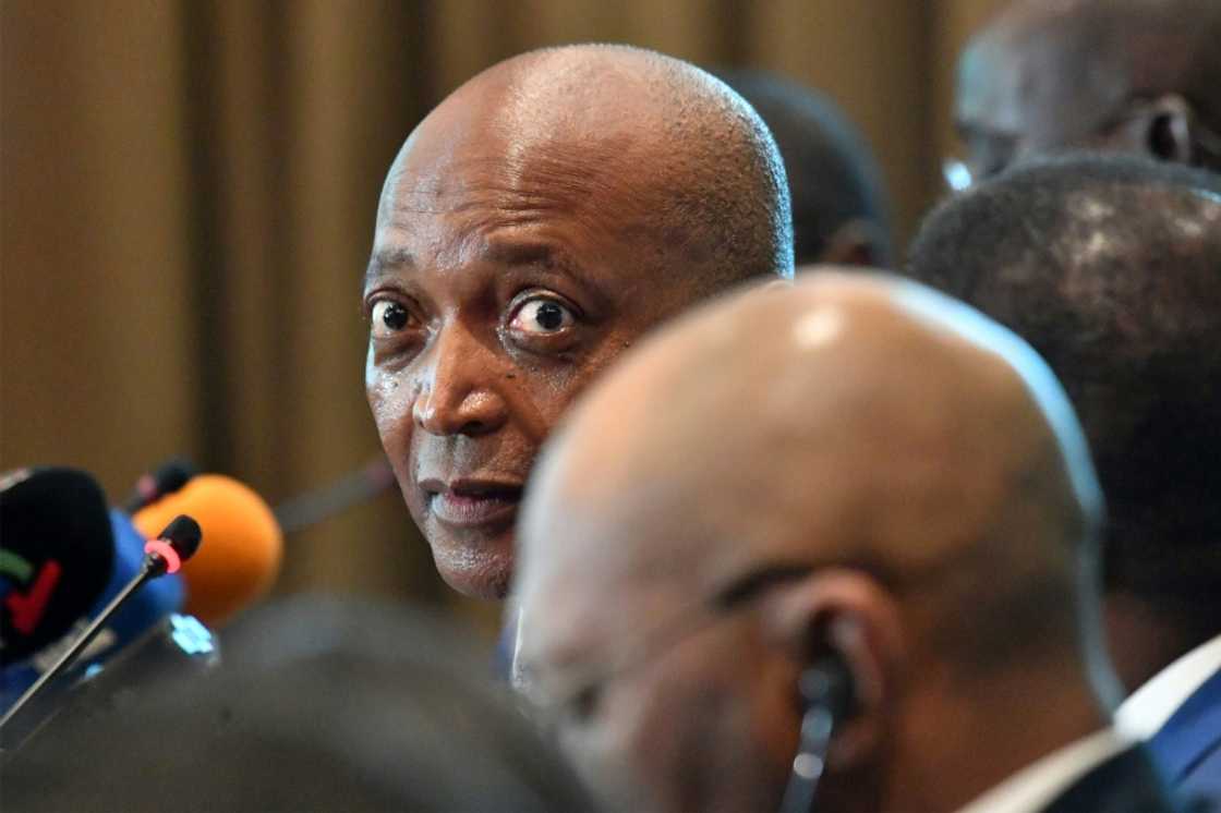 Confederation of African Football (CAF) president Patrice Motsepe (L) at a press conference in Algiers on October 1, 2022. Confederation of African Football (CAF) president Patrice Motsepe (L) at a press conference in Algiers on October 1, 2022.