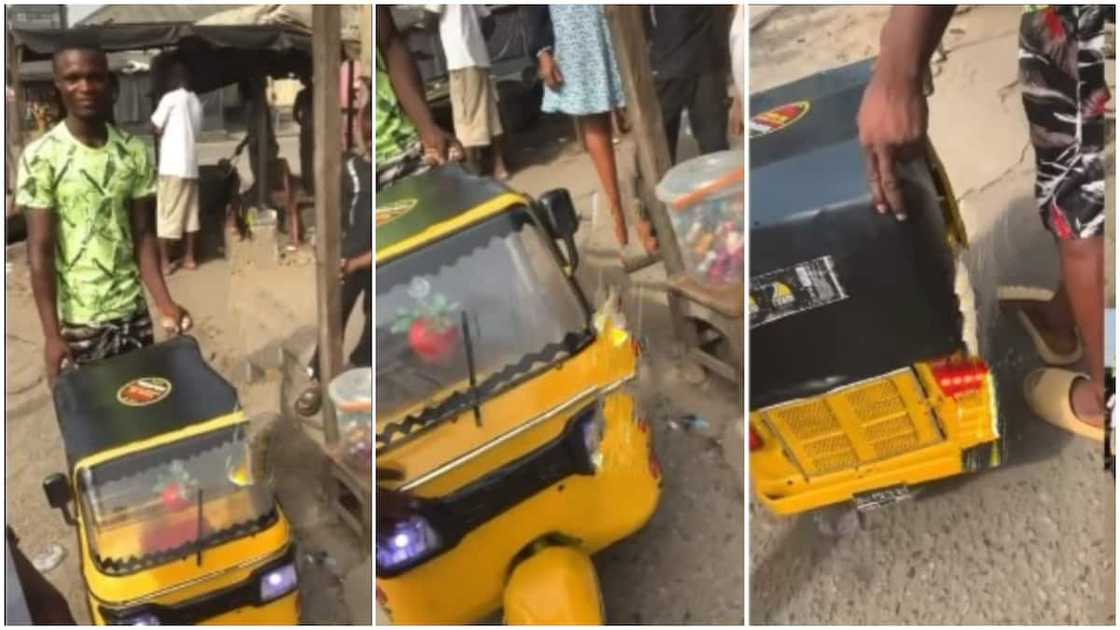 The man made the keke run in a video. The man made the keke run in a video.
