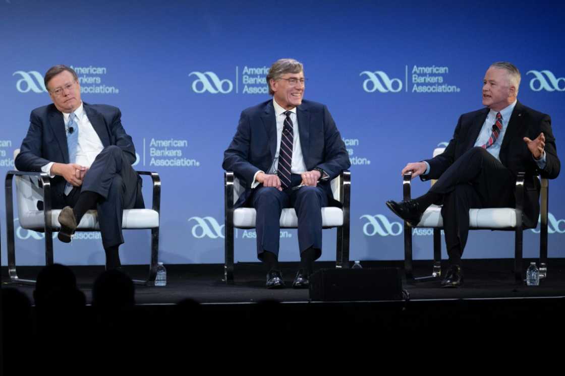 United Bank CEO Jim Edwards (L), Zions Bank President A. Scott Anderson (c) and Jonesburg State Bank CEO Dan Robb (R) speak during a panel of the American Banking Association summit in Washington United Bank CEO Jim Edwards (L), Zions Bank President A. Scott Anderson (c) and Jonesburg State Bank CEO Dan Robb (R) speak during a panel of the American Banking Association summit in Washington